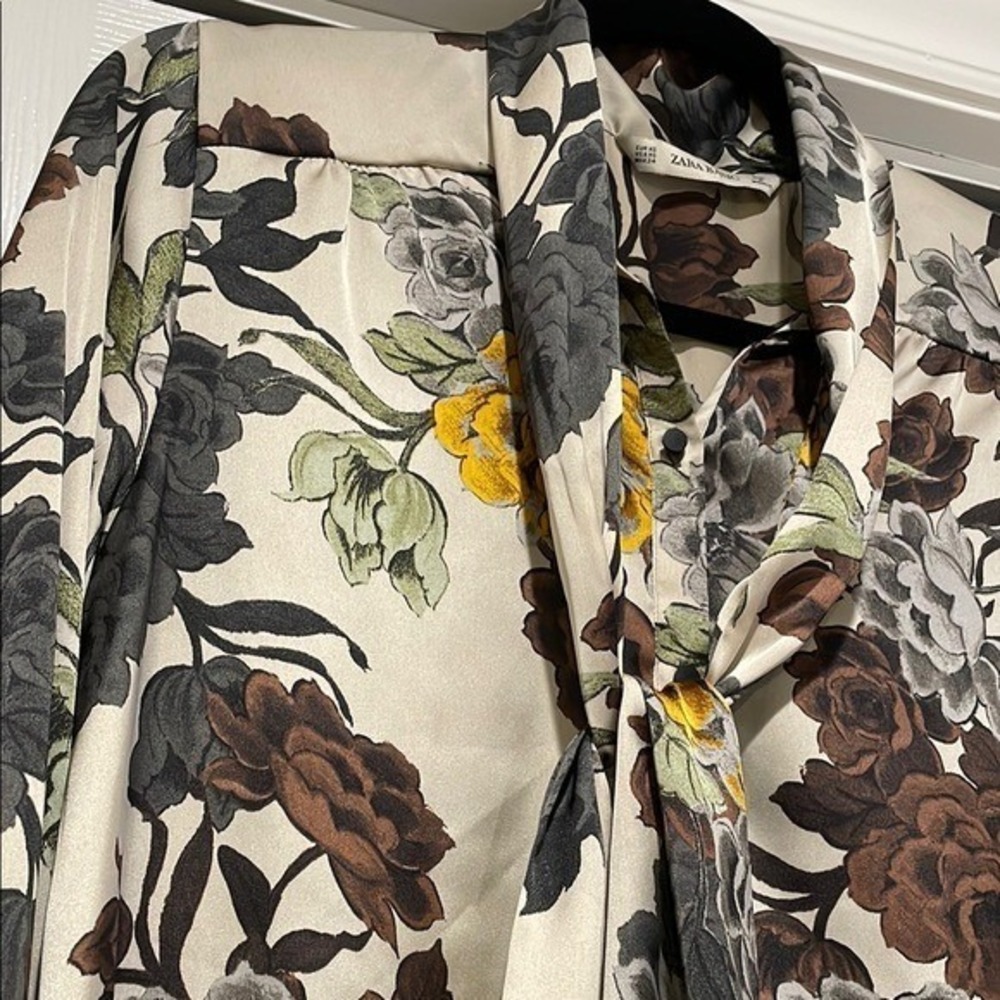 Zara Womens Oversized Floral Top Size XS Forest Fairy Goblincore‎ Indie Romantic
